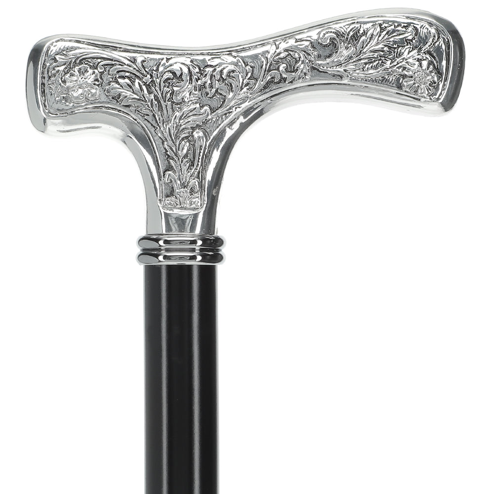 Italian Import: Silver 925r Embossed Fritz Handle Cane Alpaca Silver Walking Sticks - Tophatter Daily Deals