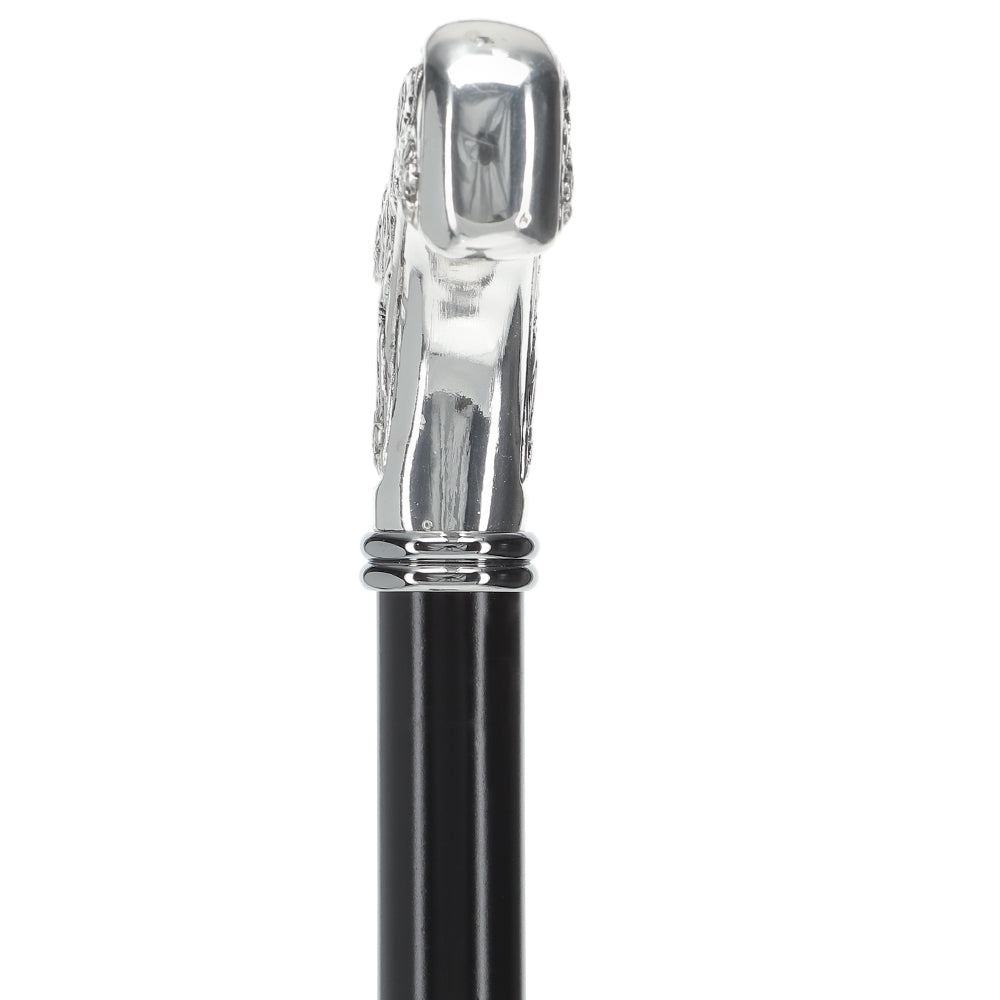 Italian Import: Silver 925r Embossed Fritz Handle Cane Alpaca Silver Walking Sticks - Tophatter Daily Deals