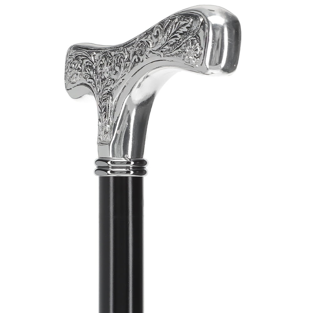 Italian Import: Silver 925r Embossed Fritz Handle Cane Alpaca Silver Walking Sticks - Tophatter Daily Deals
