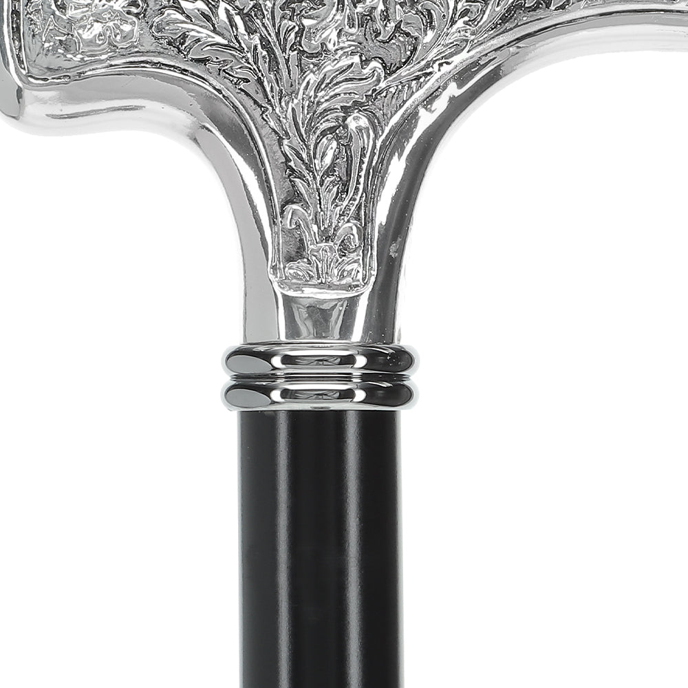 Italian Import: Silver 925r Embossed Fritz Handle Cane Alpaca Silver Walking Sticks - Tophatter Daily Deals
