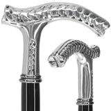 Italian Luxury: Fritz Leaves Handle Cane, In 925r Silver Alpaca Silver Walking Sticks - Tophatter Daily Deals
