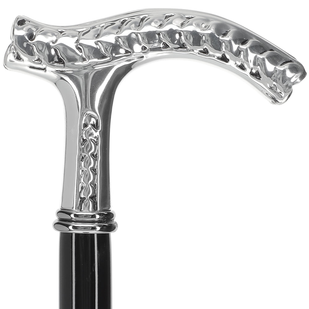 Italian Luxury: Fritz Leaves Handle Cane, In 925r Silver Alpaca Silver Walking Sticks - Tophatter Daily Deals