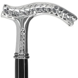Italian Luxury: Fritz Leaves Handle Cane, In 925r Silver Alpaca Silver Walking Sticks - Tophatter Daily Deals