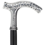 Italian Luxury: Fritz Leaves Handle Cane, In 925r Silver Alpaca Silver Walking Sticks - Tophatter Daily Deals