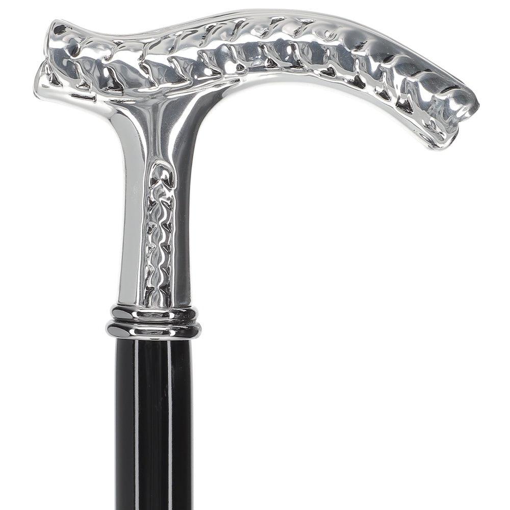 Italian Luxury: Fritz Leaves Handle Cane, In 925r Silver Alpaca Silver Walking Sticks - Tophatter Daily Deals