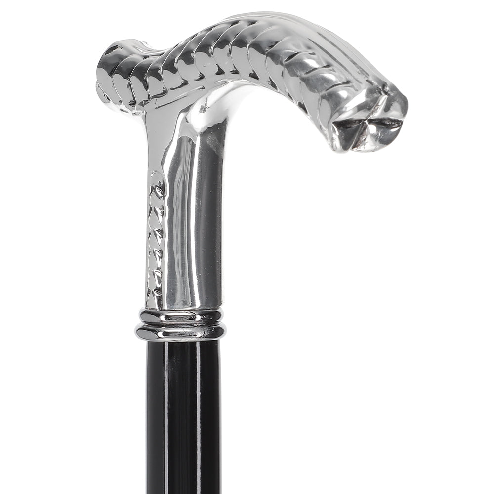 Italian Luxury: Fritz Leaves Handle Cane, In 925r Silver Alpaca Silver Walking Sticks - Tophatter Daily Deals