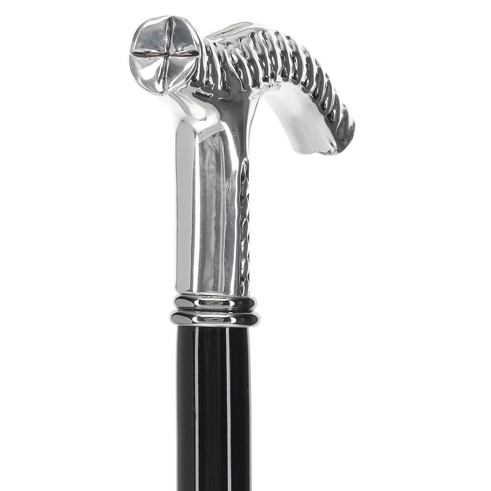Italian Luxury: Fritz Leaves Handle Cane, In 925r Silver Alpaca Silver Walking Sticks - Tophatter Daily Deals
