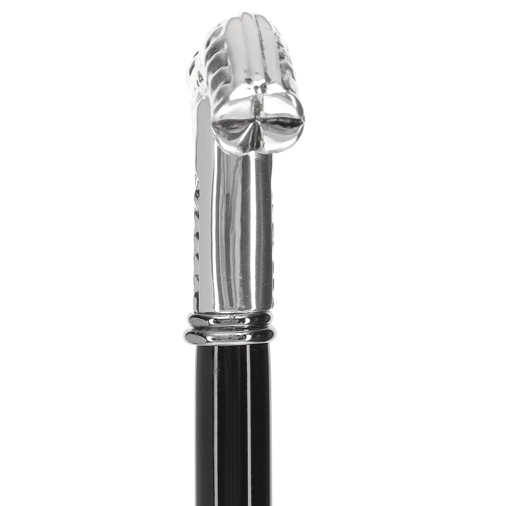 Italian Luxury: Fritz Leaves Handle Cane, In 925r Silver Alpaca Silver Walking Sticks - Tophatter Daily Deals