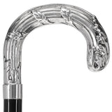 Italian Luxury Silver 925 Ribbed Intricate Design Walking Cane Alpaca Silver Walking Sticks - Tophatter Daily Deals