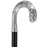 Italian Luxury Silver 925 Ribbed Intricate Design Walking Cane Alpaca Silver Walking Sticks - Tophatter Daily Deals
