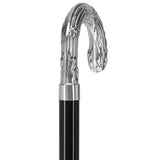 Italian Luxury Silver 925 Ribbed Intricate Design Walking Cane Alpaca Silver Walking Sticks - Tophatter Daily Deals