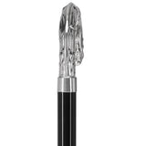 Italian Luxury Silver 925 Ribbed Intricate Design Walking Cane Alpaca Silver Walking Sticks - Tophatter Daily Deals