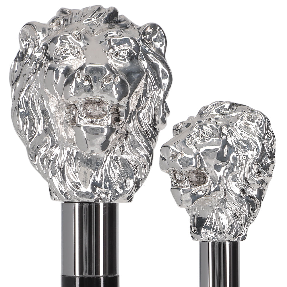 Italian Luxury: Majestic Lion Head Walking Stick, 925r Silver Lion Walking Canes - Tophatter Daily Deals