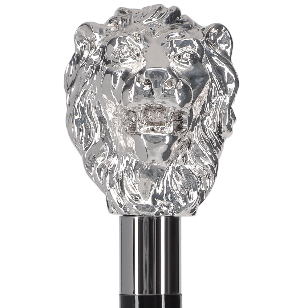 Italian Luxury: Majestic Lion Head Walking Stick, 925r Silver Lion Walking Canes - Tophatter Daily Deals
