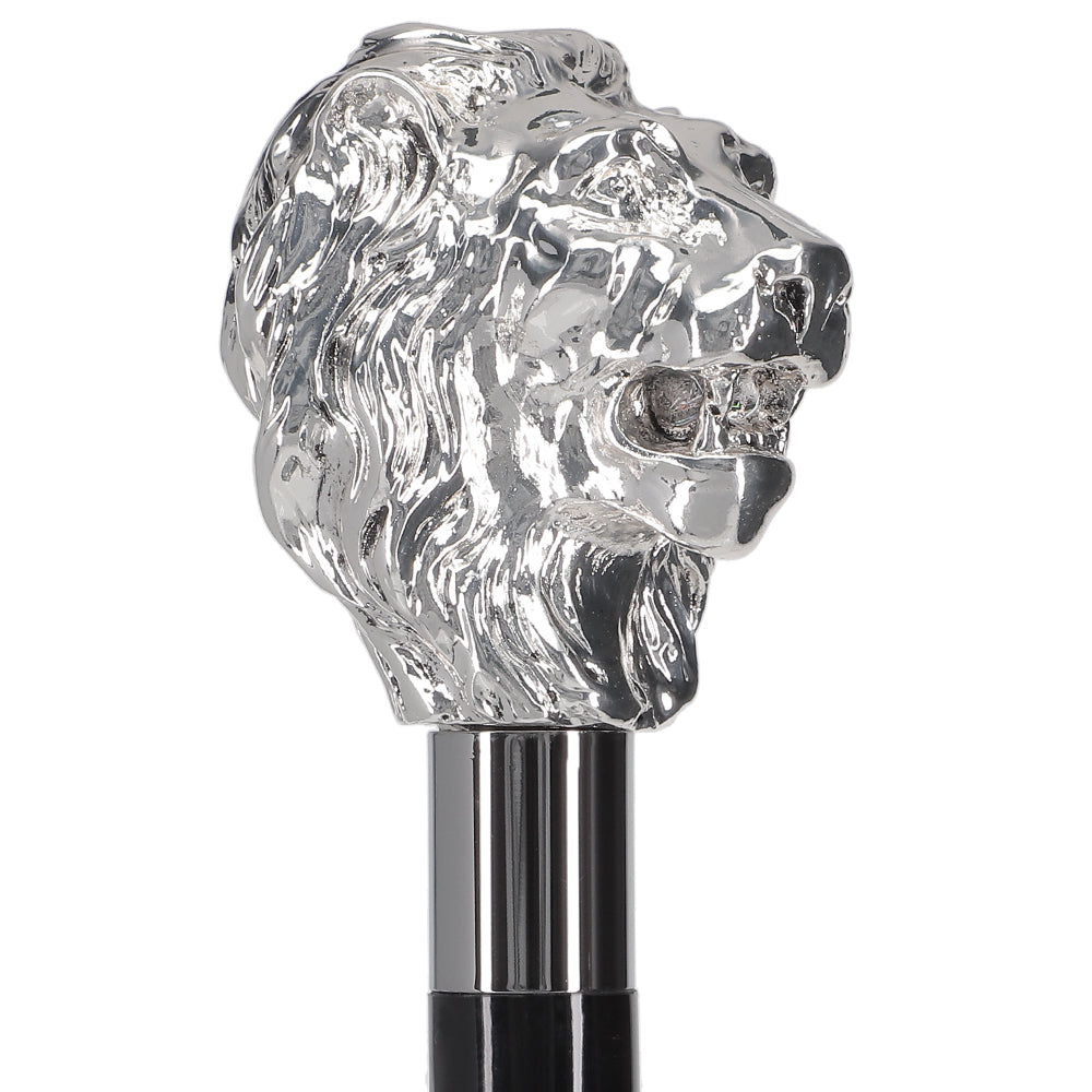 Italian Luxury: Majestic Lion Head Walking Stick, 925r Silver Lion Walking Canes - Tophatter Daily Deals