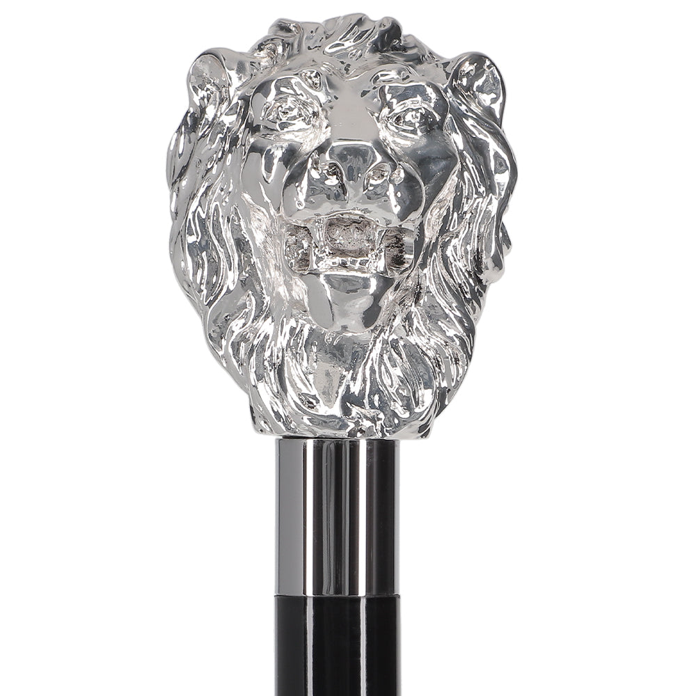 Italian Luxury: Majestic Lion Head Walking Stick, 925r Silver Lion Walking Canes - Tophatter Daily Deals