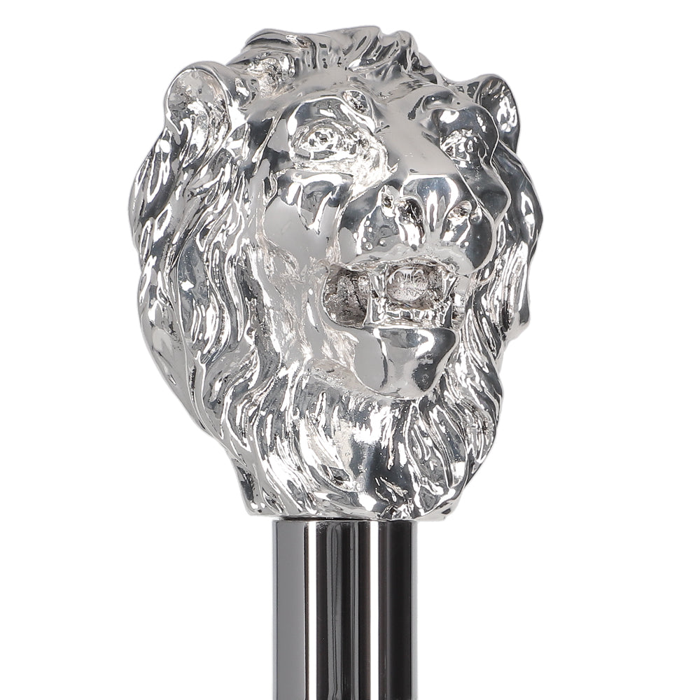 Italian Luxury: Majestic Lion Head Walking Stick, 925r Silver Lion Walking Canes - Tophatter Daily Deals