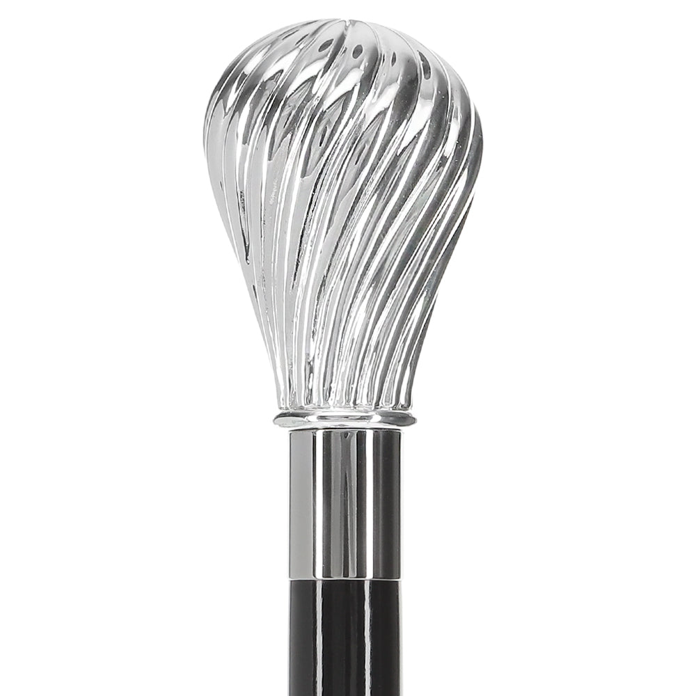 Italian Luxury: Spiral Bulb Knob Stick, Crafted in 925r Silver Alpaca Silver Walking Sticks - Tophatter Daily Deals