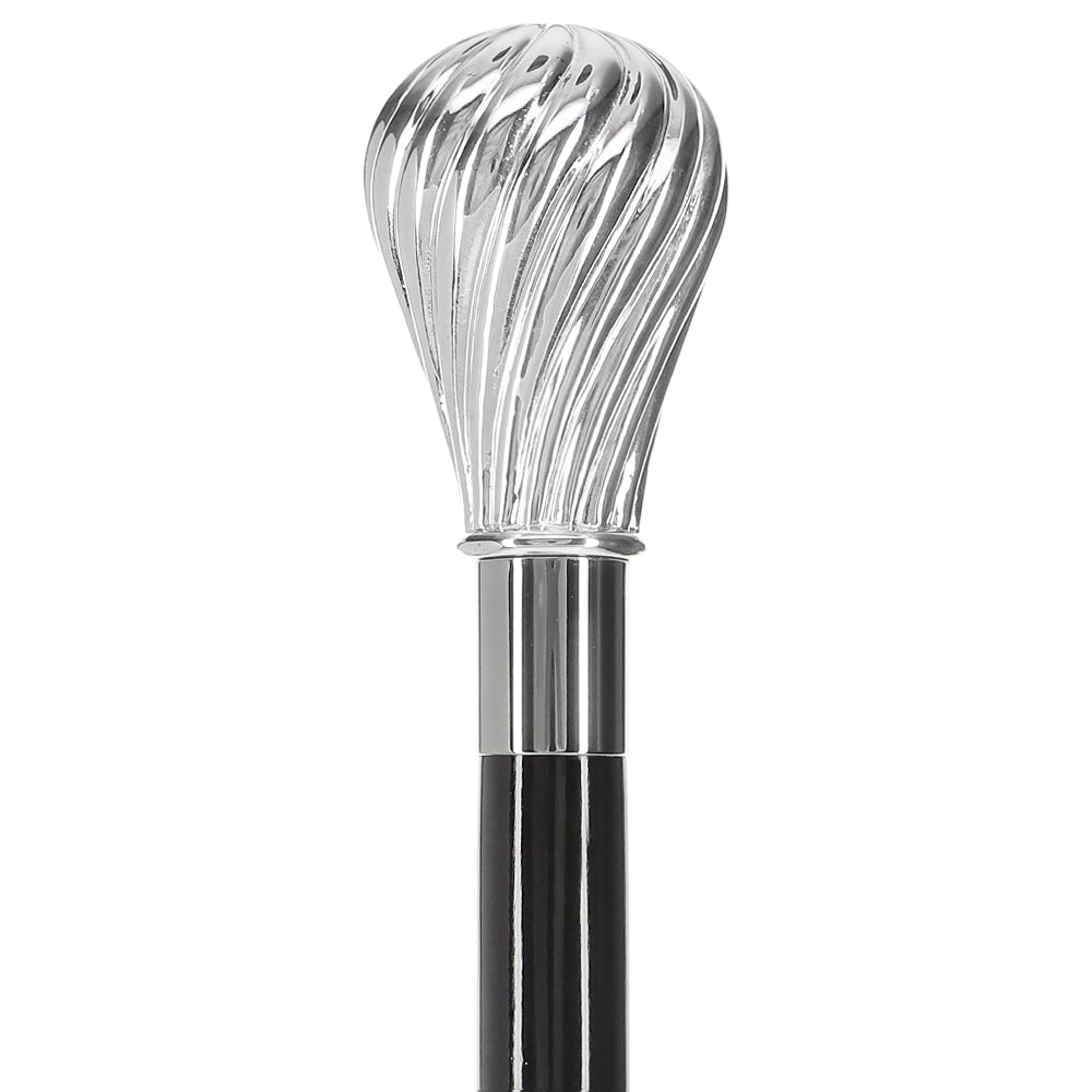 Italian Luxury: Spiral Bulb Knob Stick, Crafted in 925r Silver Alpaca Silver Walking Sticks - Tophatter Daily Deals