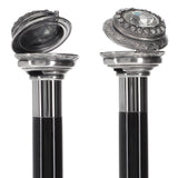 Italian Luxury: Pillbox Knob Stick, Swarovski Crystals, 925r Silver Rhinestones Walking Cane - Tophatter Daily Deals