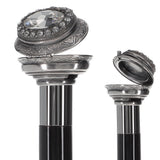 Italian Luxury: Pillbox Knob Stick, Swarovski Crystals, 925r Silver Rhinestones Walking Cane - Tophatter Daily Deals