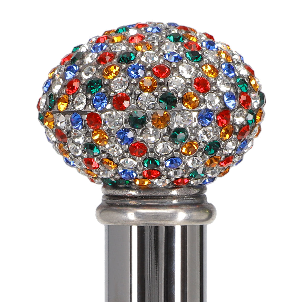 Multi-Colored Swarovski Crystal Encrusted Small Knob Walking Stick with Black Beachwood Shaft Rhinestones Walking Cane - Tophatter Daily Deals