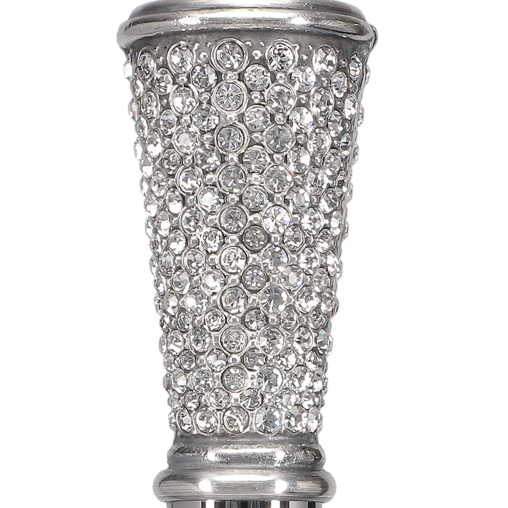 Swarovski Crystal Encrusted Elongated Knob Walking Stick with Purple Stone Alpaca Silver Walking Sticks - Tophatter Daily Deals
