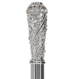 Silver 925r Swarovski Crystal Encrusted Elongated Knob Walking Stick with Black Beechwood Shaft Alpaca Silver Walking Sticks - Tophatter Daily Deals