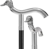 Italian Luxury: 925r Silver Duck Head Fritz Cane, Beechwood Bird Walking Canes - Tophatter Daily Deals