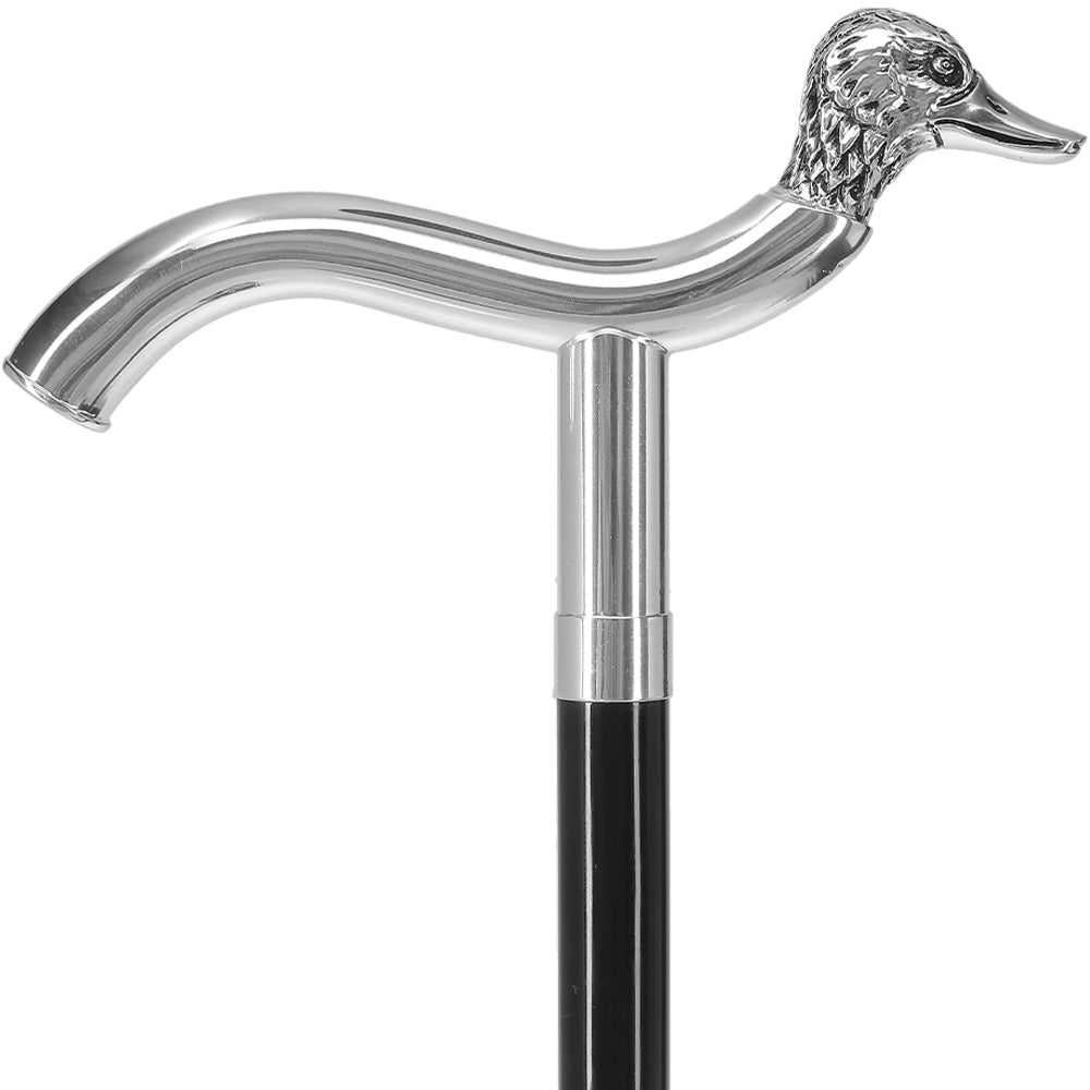 Italian Luxury: 925r Silver Duck Head Fritz Cane, Beechwood Bird Walking Canes - Tophatter Daily Deals