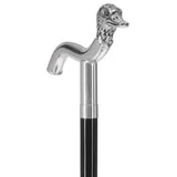 Scratch and Dent Silver 925r Duck Head Fritz Handle Walking Cane with Black Beechwood Shaft and Collar V2128 Bird Walking Canes - Tophatter Daily Deals