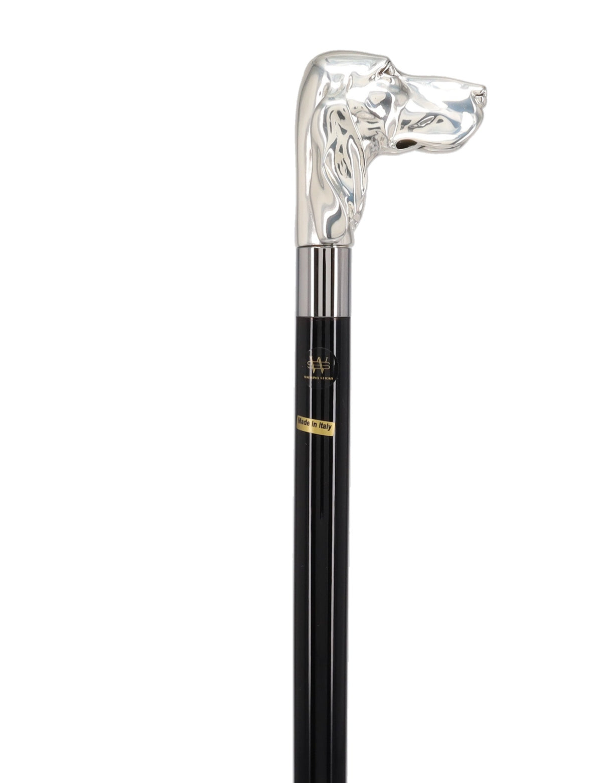 Silver Plated Hound Handle Walking Stick With Beechwood Shaft and Silver Collar Animal Handled Canes - Tophatter Daily Deals