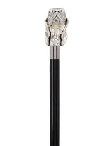 Silver Plated Hound Handle Walking Stick With Beechwood Shaft and Silver Collar Animal Handled Canes - Tophatter Daily Deals