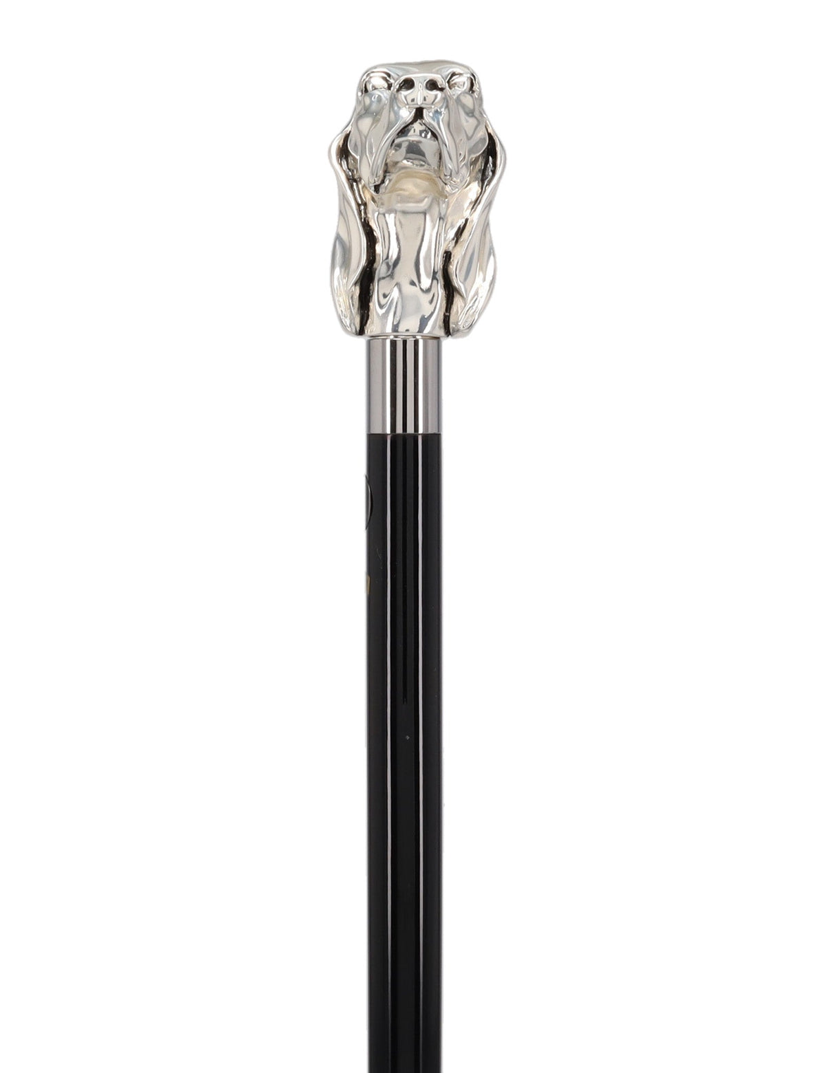 Silver Plated Hound Handle Walking Stick With Beechwood Shaft and Silver Collar Animal Handled Canes - Tophatter Daily Deals