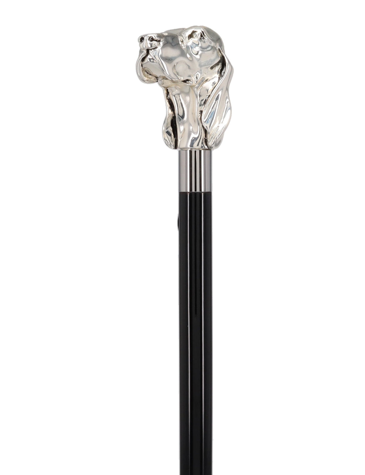 Silver Plated Hound Handle Walking Stick With Beechwood Shaft and Silver Collar Animal Handled Canes - Tophatter Daily Deals