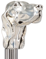 Silver Plated Hound Handle Walking Stick With Beechwood Shaft and Silver Collar Animal Handled Canes - Tophatter Daily Deals