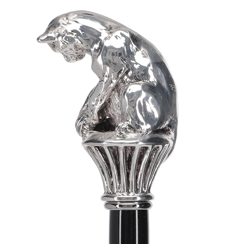 Italian Luxury: Cat with Yarn Stick, Crafted in 925r Silver Cat Walking Canes - Tophatter Daily Deals