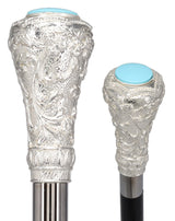 Italian Luxury: 925r Silver Knob Cane, Beechwood Shaft, Pillbox Alpaca Silver Walking Sticks - Tophatter Daily Deals