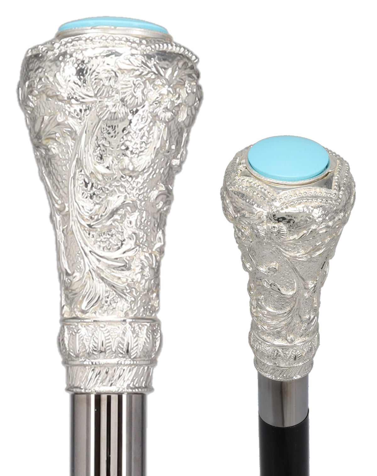 Italian Luxury: 925r Silver Knob Cane, Beechwood Shaft, Pillbox Alpaca Silver Walking Sticks - Tophatter Daily Deals