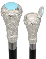 Italian Luxury: 925r Silver Knob Cane, Beechwood Shaft, Pillbox Alpaca Silver Walking Sticks - Tophatter Daily Deals