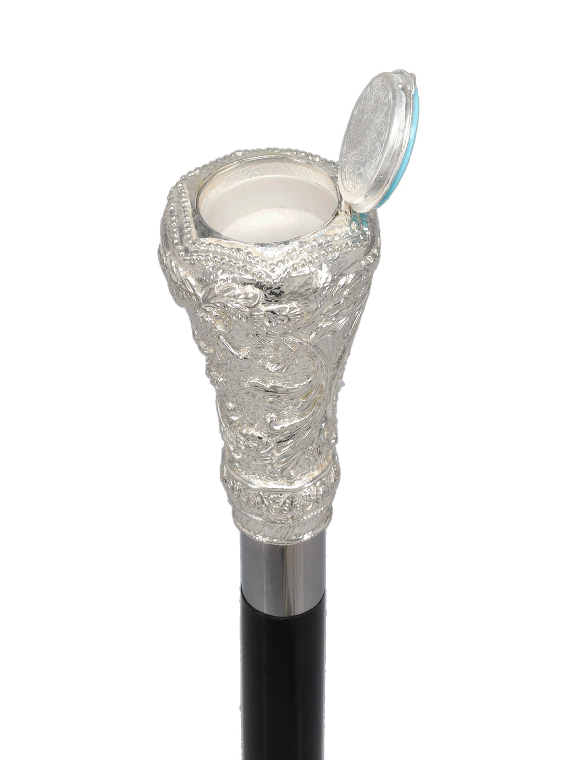 Italian Luxury: 925r Silver Knob Cane, Beechwood Shaft, Pillbox Alpaca Silver Walking Sticks - Tophatter Daily Deals