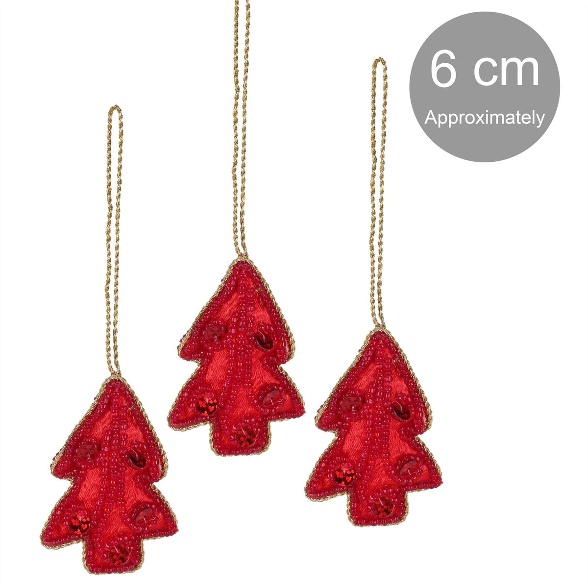 Set of 3 Christmas Tree Hanging Decorations | Red Tree Christmas Tree Baubles Baubles - Tophatter Daily Deals
