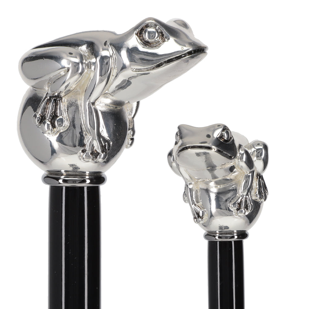 Italian Luxury Silver 925 Frog Walking Stick: Elegant Design Frog Walking Canes - Tophatter Daily Deals
