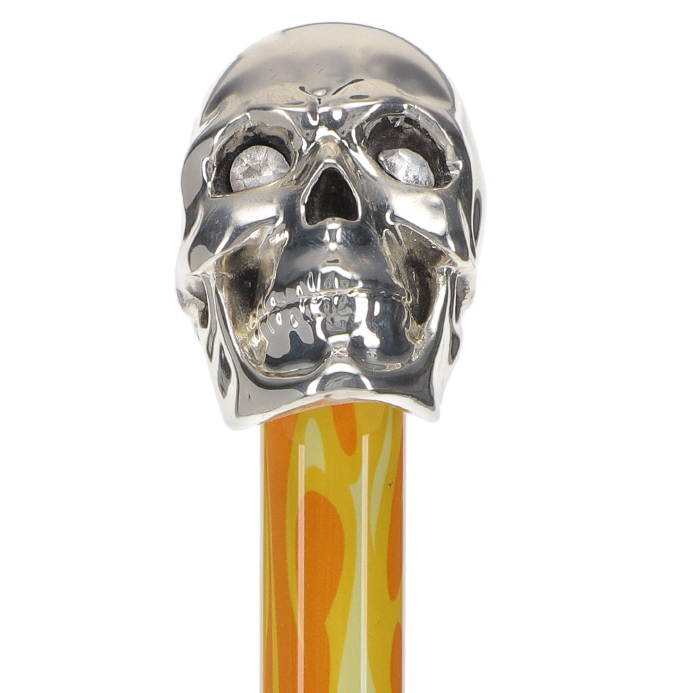 Silver 925r Skull Walking Stick With Swarovski Crystal Eyes Flame Shaft Skull Walking Canes Dragon Walking Canes - Tophatter Daily Deals