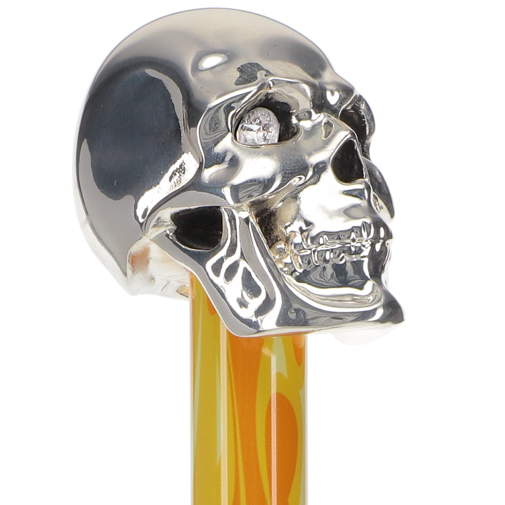 Silver 925r Skull Walking Stick With Swarovski Crystal Eyes Flame Shaft Skull Walking Canes Dragon Walking Canes - Tophatter Daily Deals