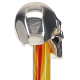 Silver 925r Skull Walking Stick With Swarovski Crystal Eyes Flame Shaft Skull Walking Canes Dragon Walking Canes - Tophatter Daily Deals