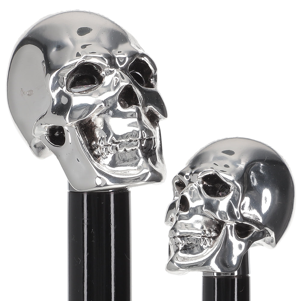 Italian Import: 925r Silver Skull Luxury Walking Stick Alpaca Silver Walking Sticks - Tophatter Daily Deals