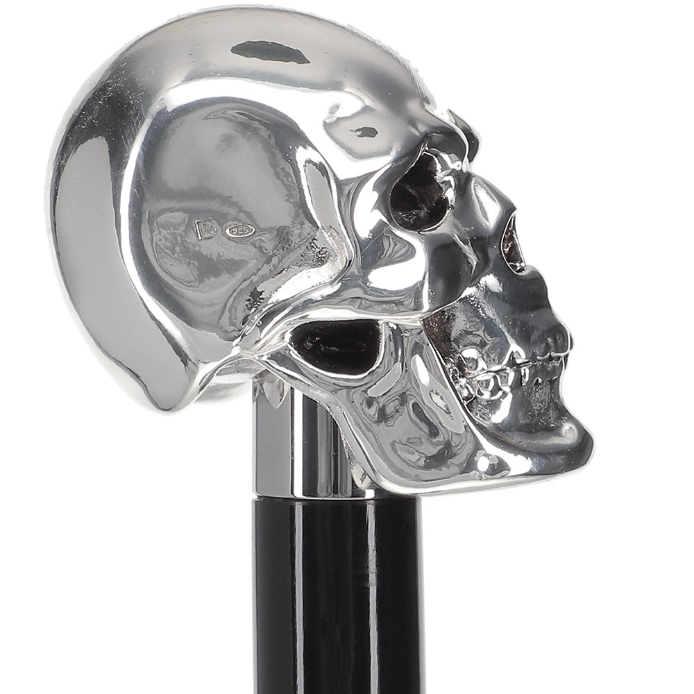 Italian Import: 925r Silver Skull Luxury Walking Stick Alpaca Silver Walking Sticks - Tophatter Daily Deals