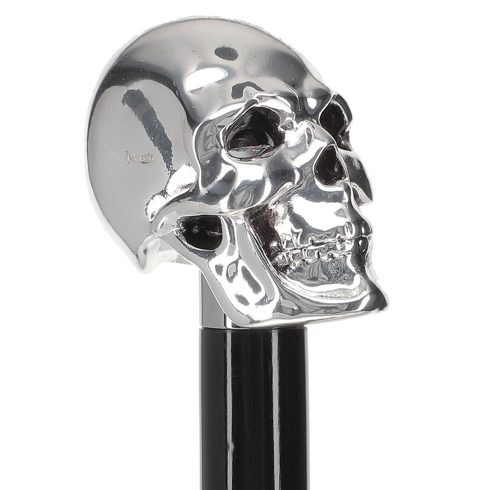 Italian Import: 925r Silver Skull Luxury Walking Stick Alpaca Silver Walking Sticks - Tophatter Daily Deals