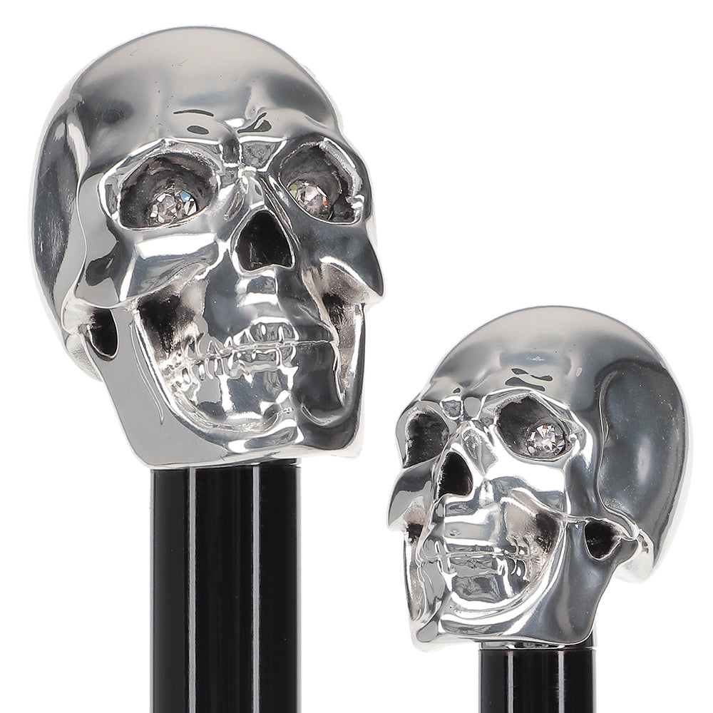 Italian Luxury: Skull Walking Stick, Swarovski Eyes, 925r Silver Alpaca Silver Walking Sticks - Tophatter Daily Deals